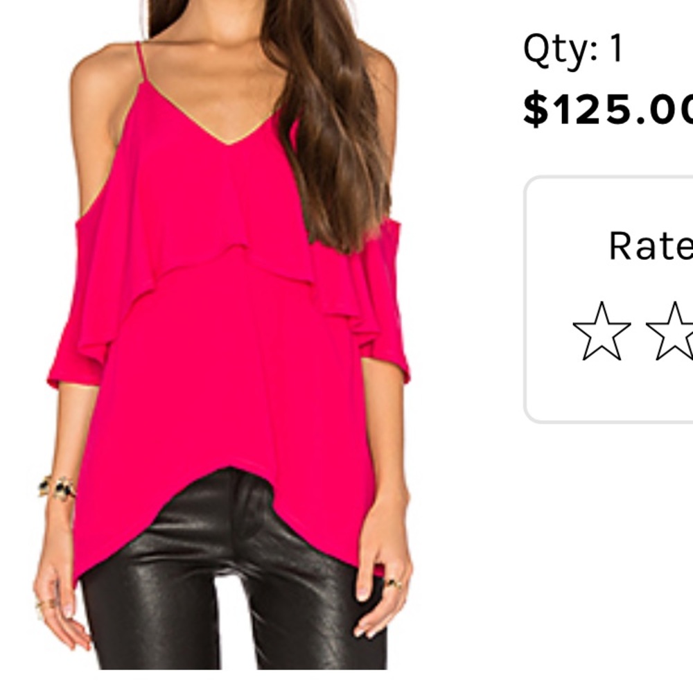 Fuchsia off the should silk blouse